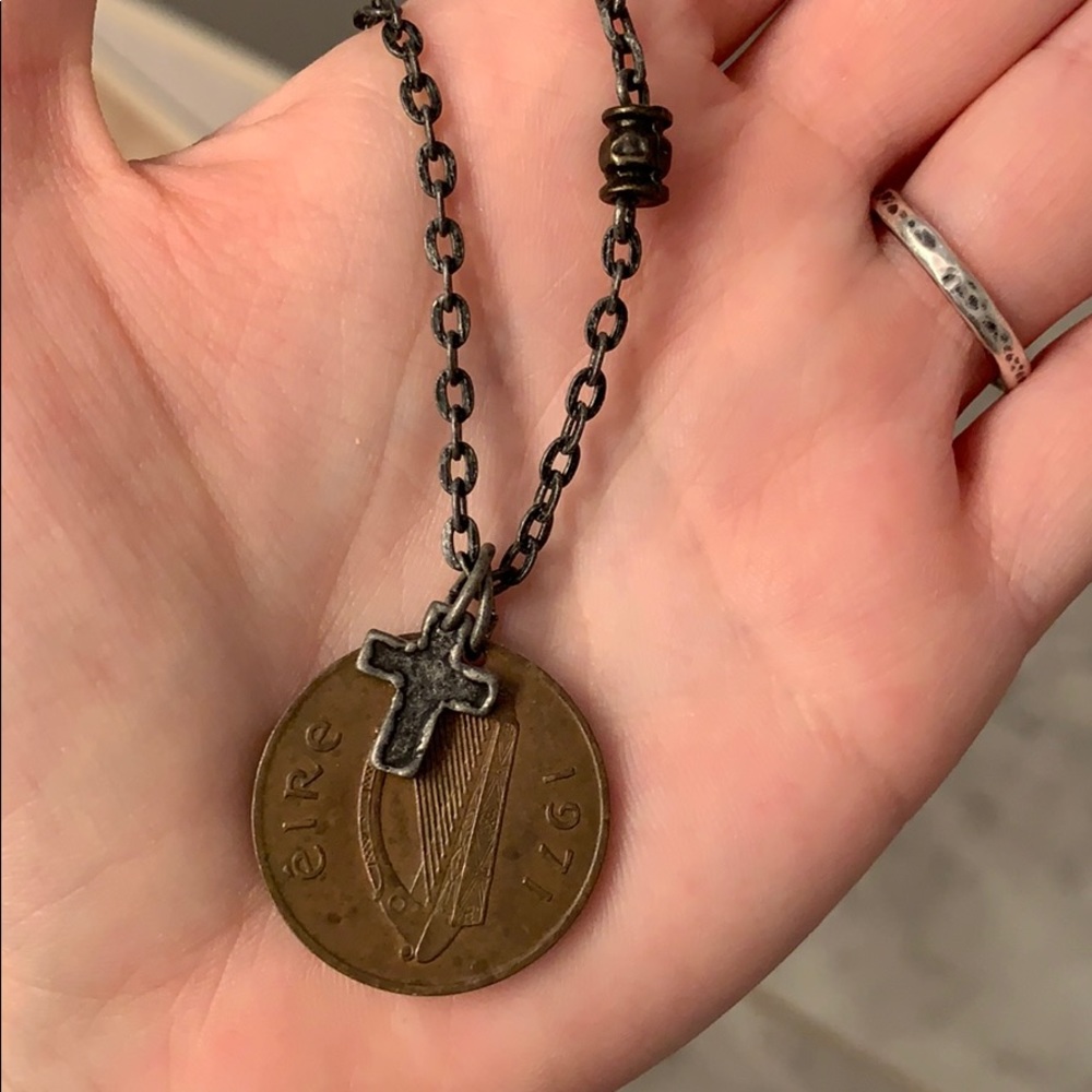 Coin & cross unisex necklace